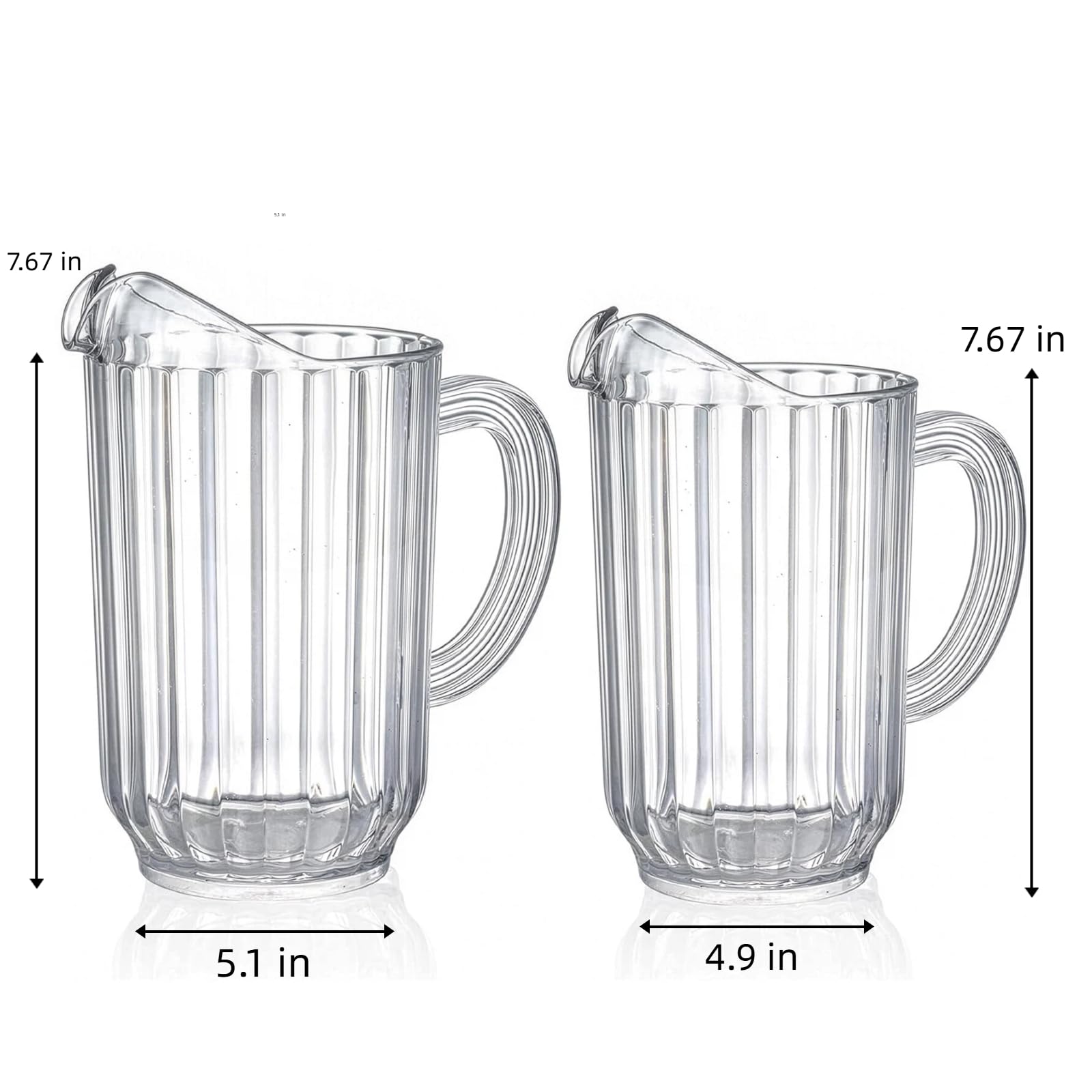 Cedilis Set of 2 Plastic Pitcher, Clear Beer Pitcher with Spout, 60 and 47 Ounce Durable Restaurant Pitcher, Water Carafe Jug for Parties, Beverage Pitcher for Soda, Lemonade, Juice, or Sangria