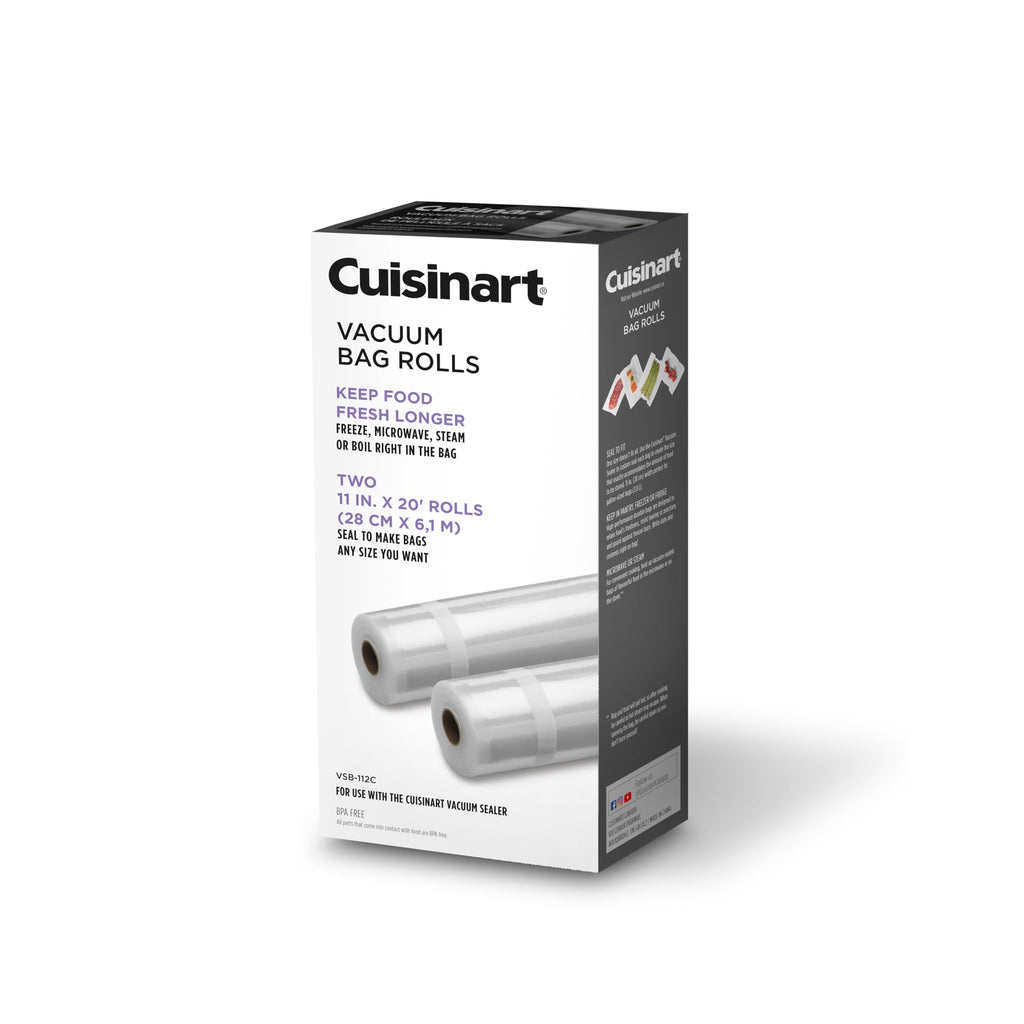 Cuisinart Vacuum Food Sealer Bags 2-Pack 11"x20" ft. rolls, Universal, Microwave & Freezer Safe (VSB-112C)