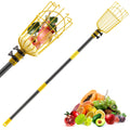 Fruit Catcher for Trees,10FT Fruit Picker Tool, Adjustable Fruits Picker with Pole and Big Basket, Fruit Catcher Equipment Tree Picker for Lemon Apple Mango Orange Avocados Fruit Picking Grabber Tool