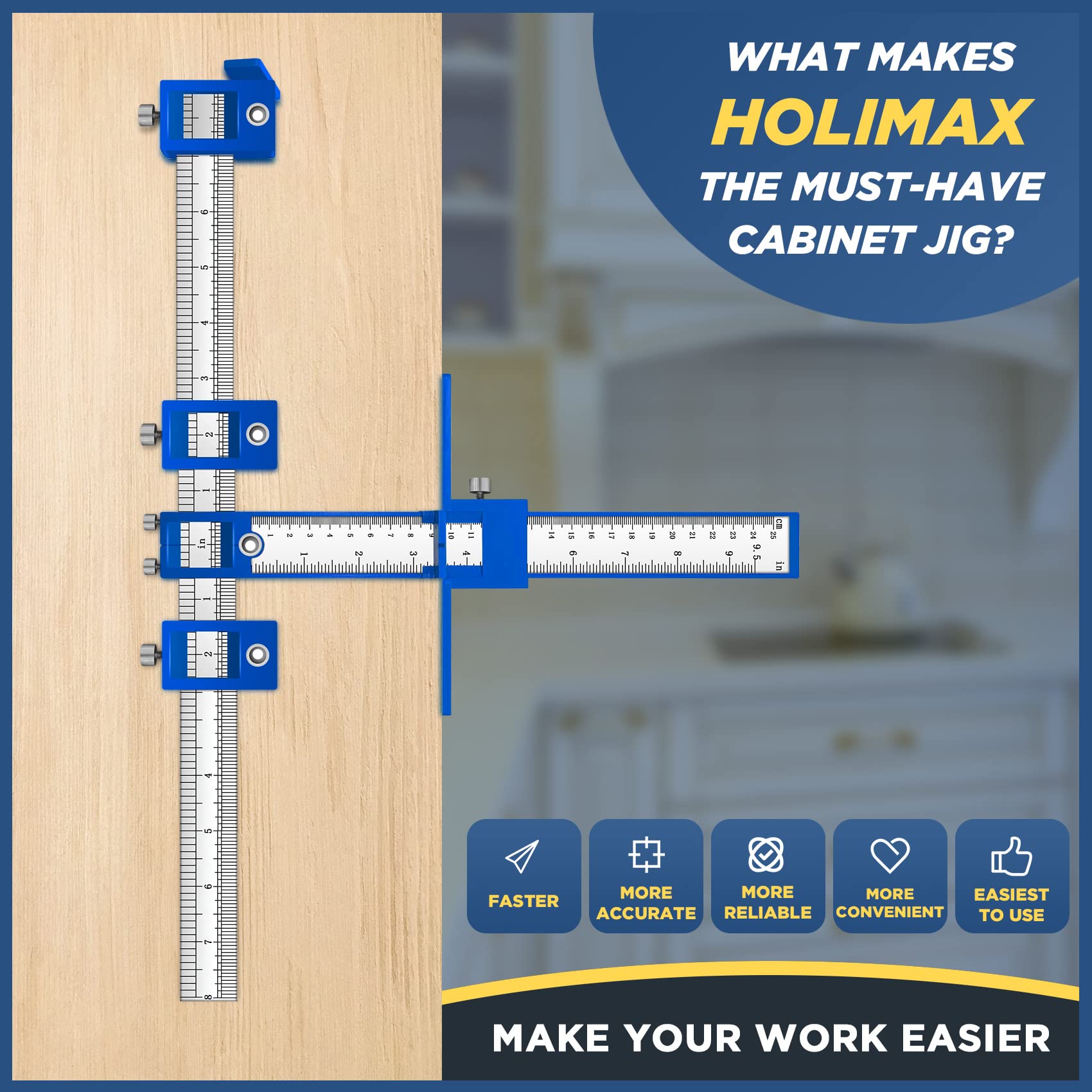 Holimax Punch Locator,Cabinet Hardware Jig, Drill Guide Jig Adjustable Cabinet Handle Template Tool,Guide Sleeve Power Tools,Cabinet and Woodworking Drilling for Knobs and Pulls