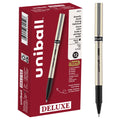 uni-ball DELUXE Rollerball, Stick Roller Ball Pen Fine-0.7mm, 12 Pack, Black Ink (60052)