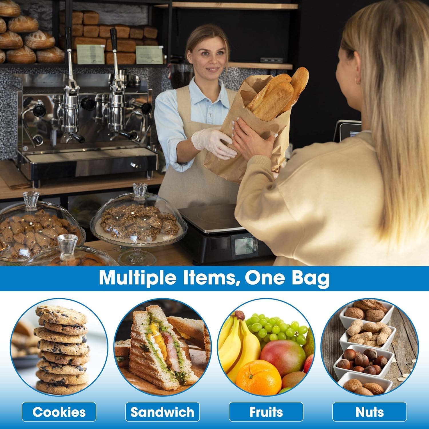 Excellent 100 Pack Brown Paper Bags for Food - 5.9 x 3.5 x 11 inches 8Lb Capacity Paper Grocery Bags for Breads, Snacks, Cookies - Kraft Paper Bags for Small Businesses