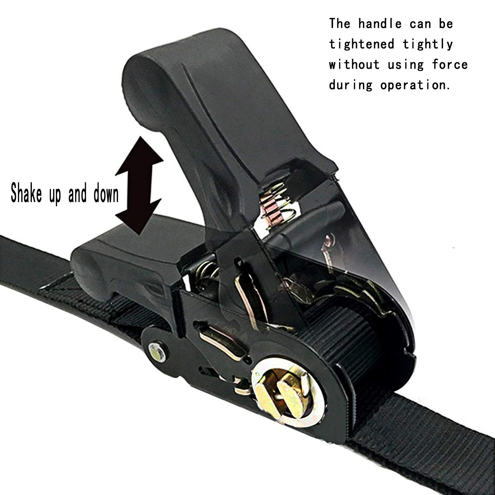 Endless Ratchet Tie Down Straps Heavy Duty Cargo Tie Downs, Durable Nylon Black Strap Down Ratcheting Securing Straps, Track Spring Fittings, Tie-Down Motorcycles, Trailer Loads, Kayak (20ft - 2pack)