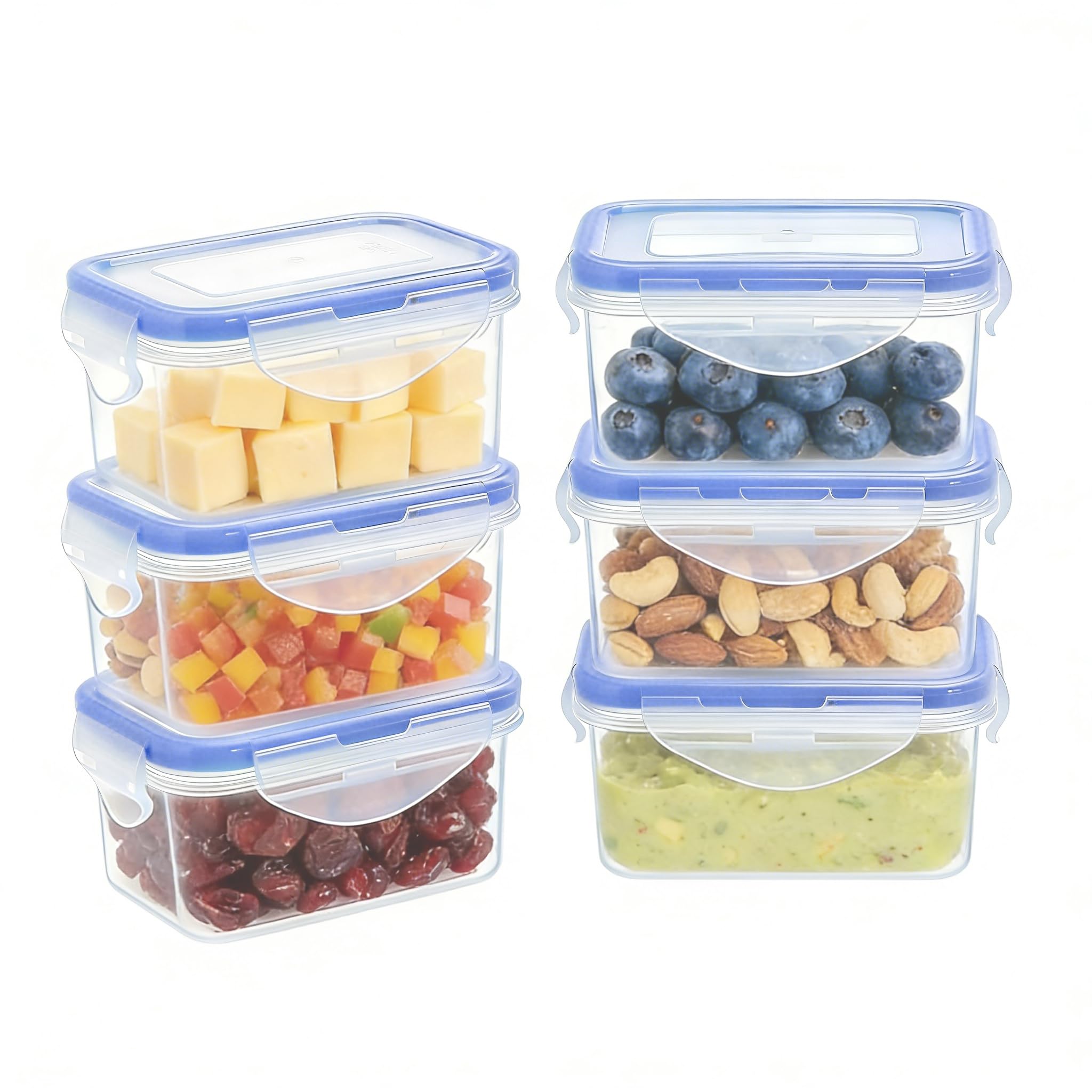 Small Plastic Food Storage Containers with Lids - Airtight, Leakproof, Microwave & Freezer Safe Mini Bento Lunch Box Container, Reusable Snack Containers for Salad Dressing,Sauce,Yogurt（6 PACK 6oz ）
