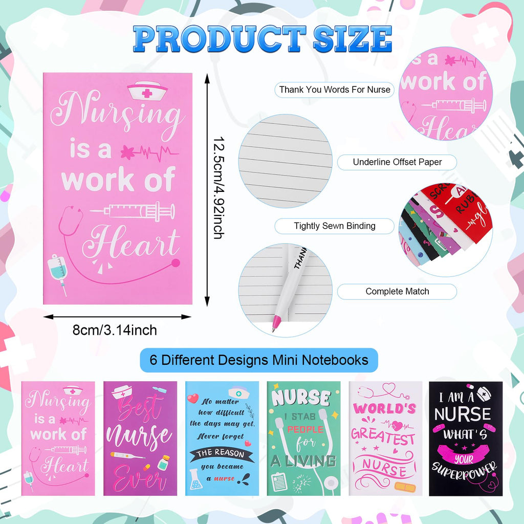 24 Pcs Nurse Appreciation Gifts Bulk Nursing Week Gifts Inspirational Notebooks Nurses Pens Makeup Bags Bracelets 2026 Nurse Week Gift Thank You Gifts for Nurses Doctor Medical Staff Nursing Students