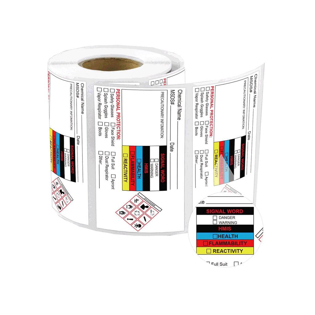 Chemical Identifying and Marking Sticker SDS Stickers Write-in 2x4 inch MSDS Safety Data Sheet Labels 300pcs