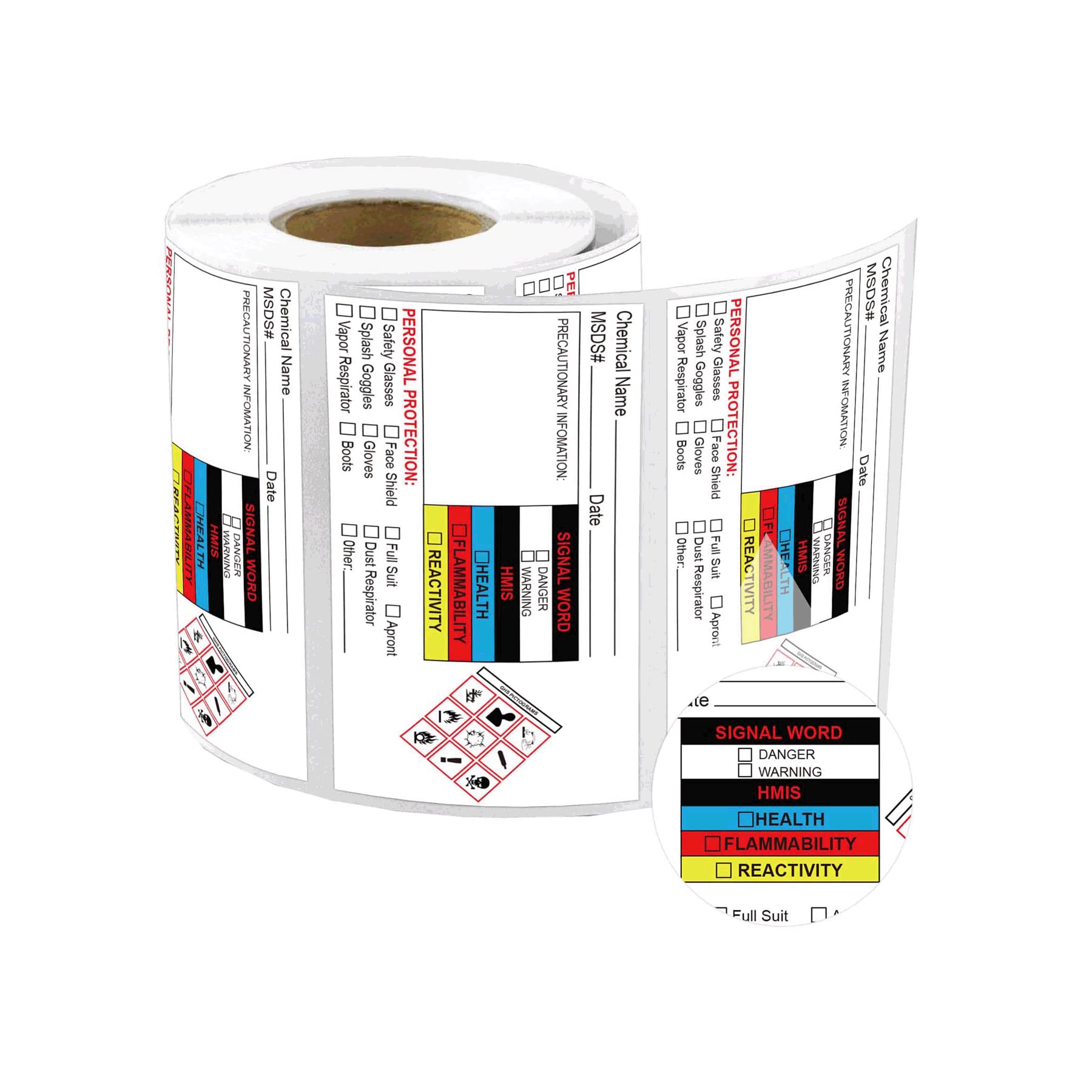 Chemical Identifying and Marking Sticker SDS Stickers Write-in 2x4 inch MSDS Safety Data Sheet Labels 300pcs