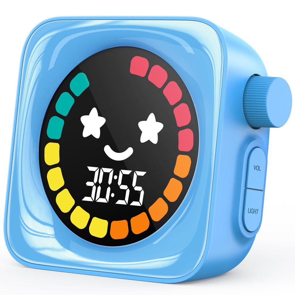Visual Timer for Kids, 99 Minute Digital Cute Kids Visual Timer Classroom for Homeschool Supplies Study Teaching Time Management Tool Countdown & Stopwatch, Blue with Colorful Display