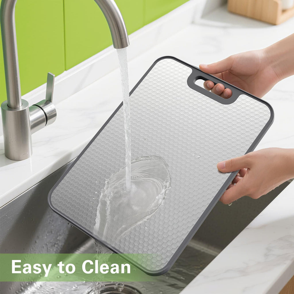 INZOO Stainless Steel Cutting Board, 15''×10'' Double Sided Cutting Boards for Kitchen, Stainless Steel/Wheat Straw PP Chopping Board for Meat & Vegetables, Easy to Clean, Dishwasher Safe
