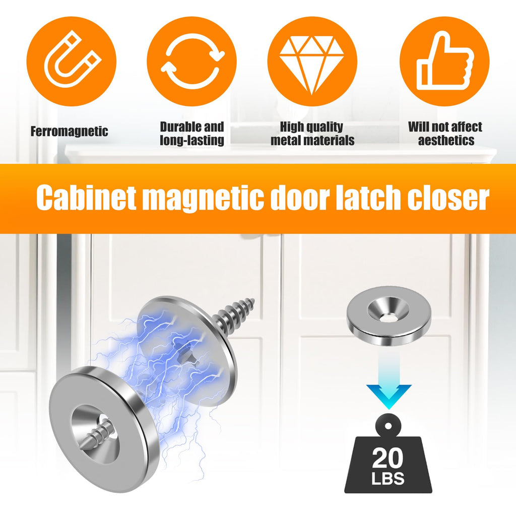 12Pcs Magnetic Door Catch, Metal Ultra Thin Cabinet Magnets Door Closure, Concealed Drawer Closet Door Catch Closer, Hidden Magnetic Door Latch, Furniture Door Magnet Closing Catch