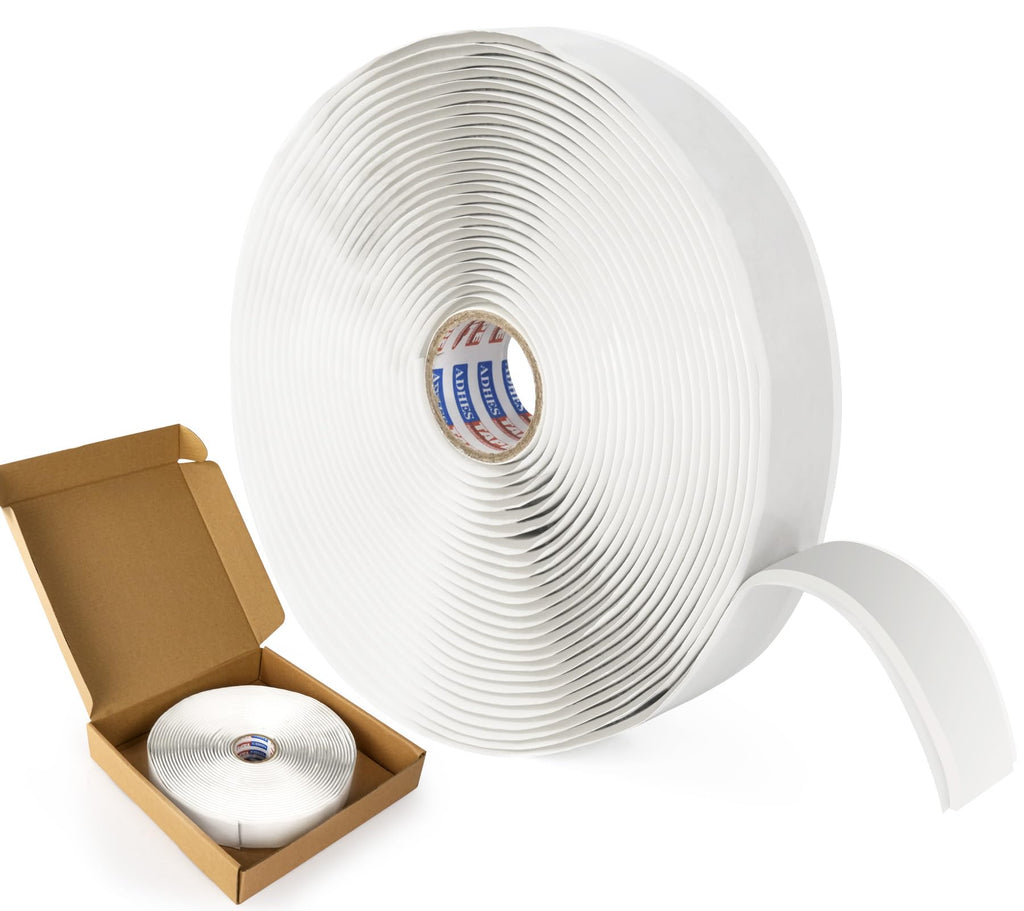 ADHES Premium Butyl Sealant Tape 1" x 30 'x 1/8" White Butyl Rubber Sealant Tape for RVs, Vehicles, Marine and Home Repair – Ideal for Headlights, Windows, Doors, and Windshields