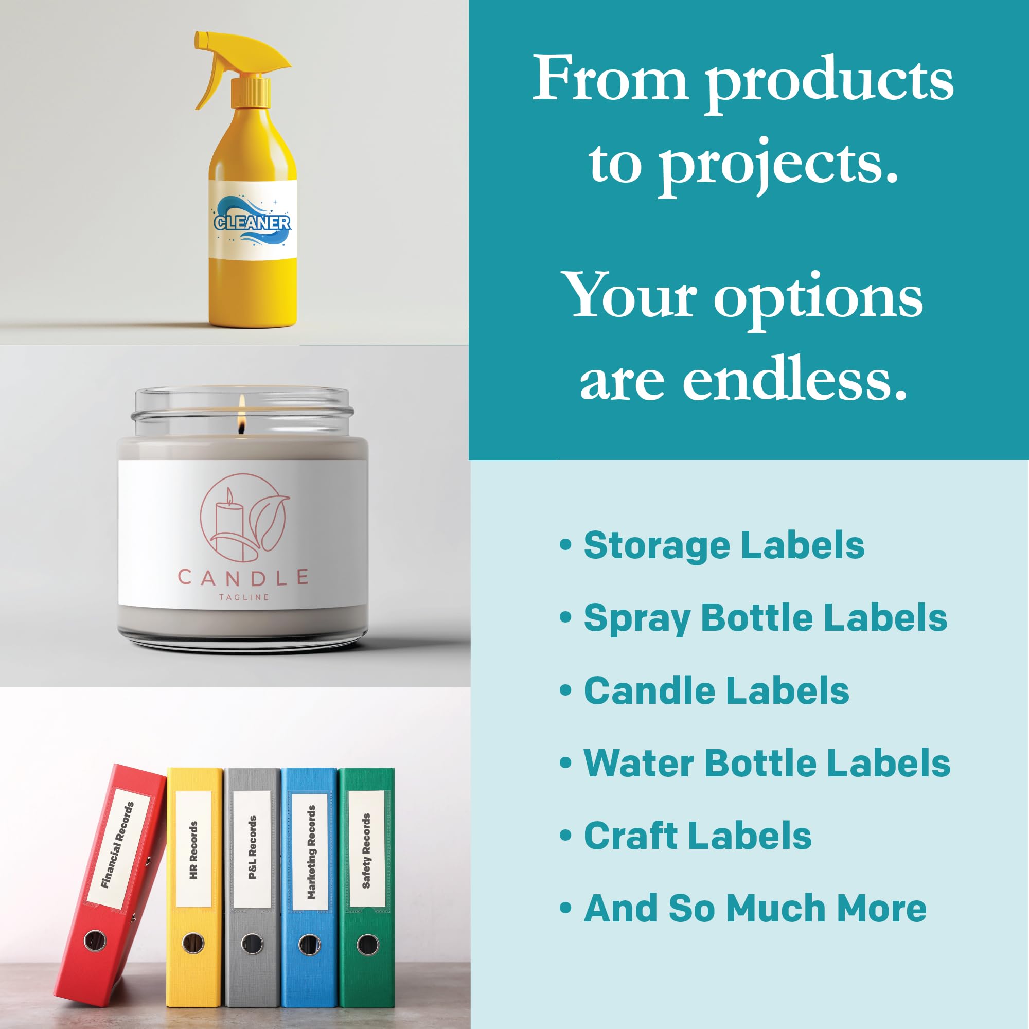 Premium Label Supply Matte White Water Bottle Stickers- NOT Waterproof – 8" x 2" – Laser/Inkjet Compatible – (5 per Sheet), 25 Sheets – 125 Total Adhesive Labels