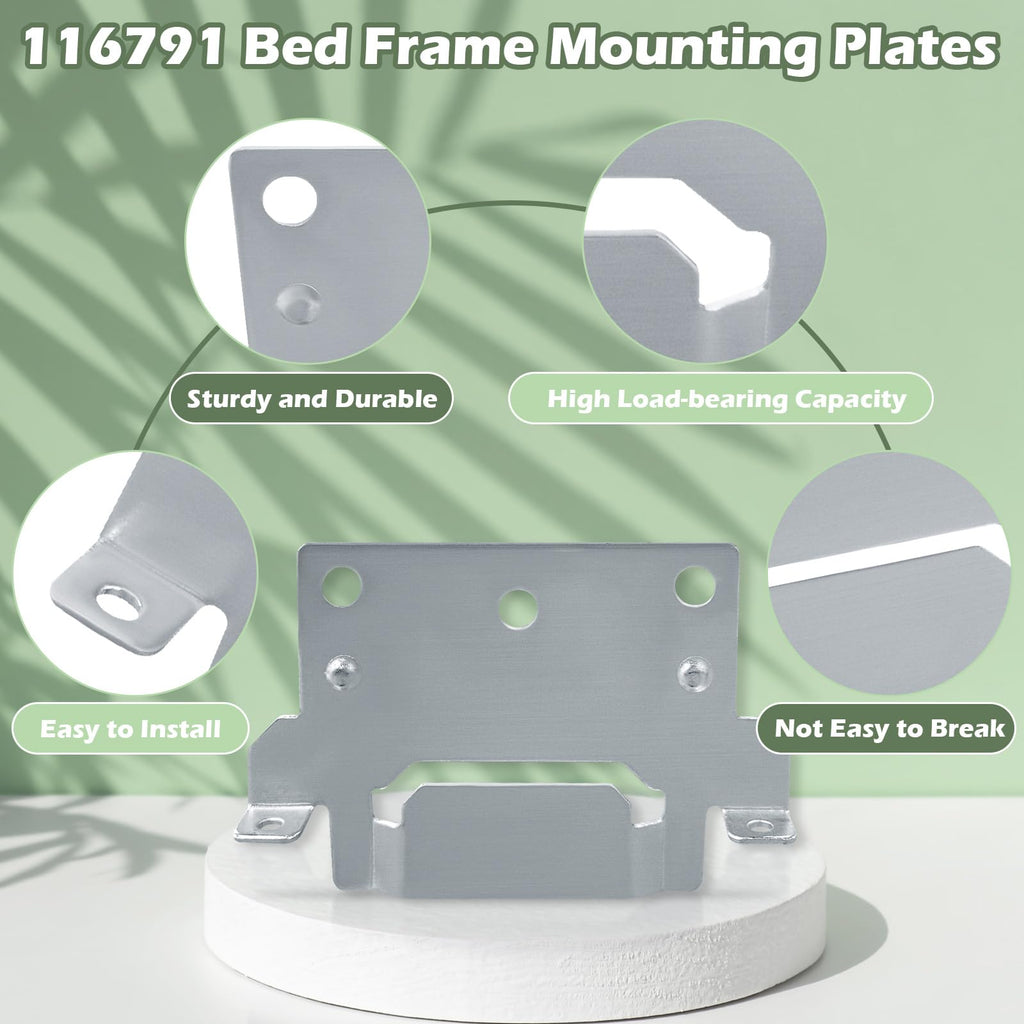 116791 Mounting Plate Bed Frame Mounting Plates/Brackets Replacement for lKEA Bed Frame Part # 116791 Fits for Hemnes Malm Brimnes Tarva Kritter (2 Packs)