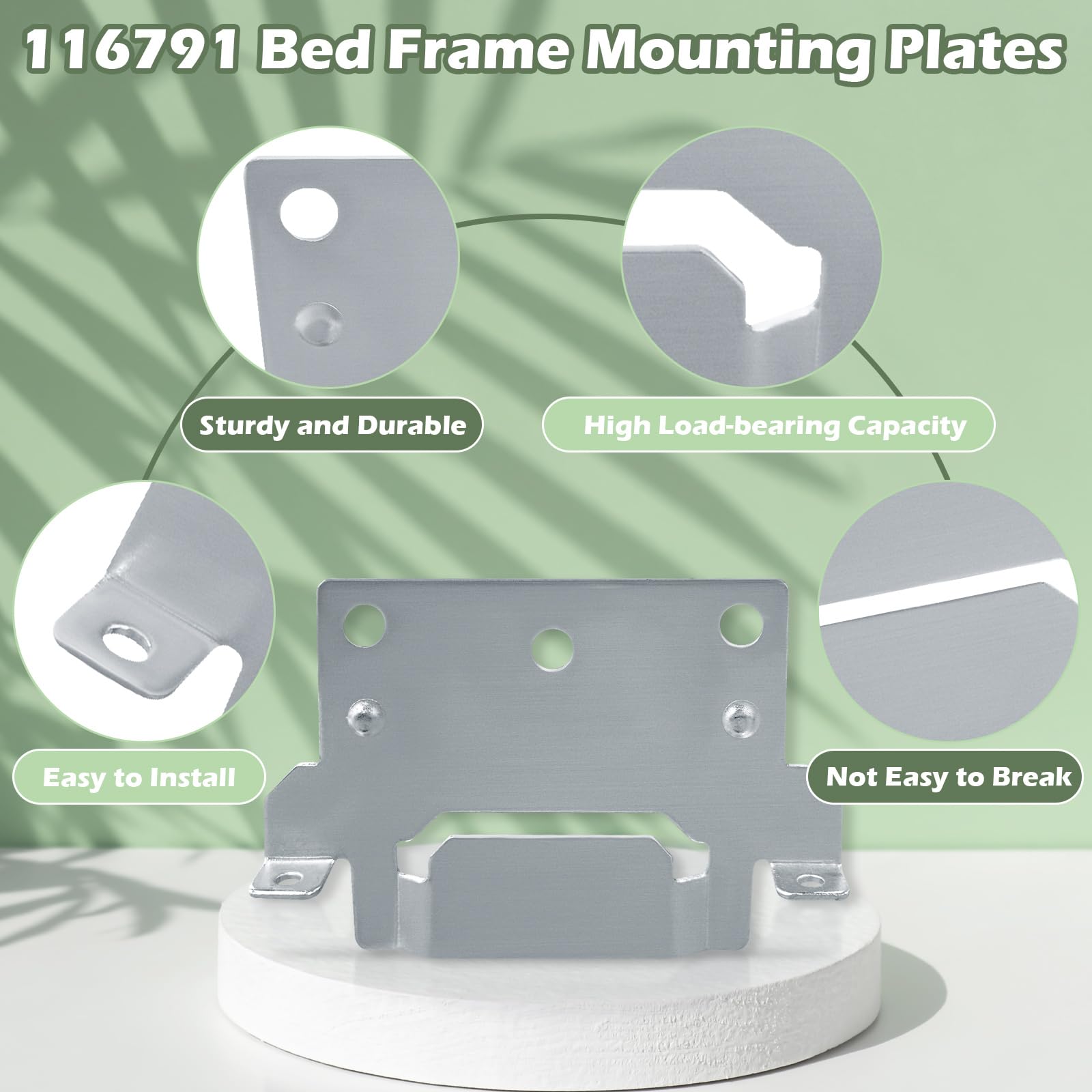 116791 Mounting Plate Bed Frame Mounting Plates/Brackets Replacement for lKEA Bed Frame Part # 116791 Fits for Hemnes Malm Brimnes Tarva Kritter (2 Packs)