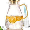 Yirilan Glass Water Jug, Glass Pitcher with Lid 74OZ/2.2L Water Pitcher with Lid Handle, Juice Pitcher Jug, Carafe