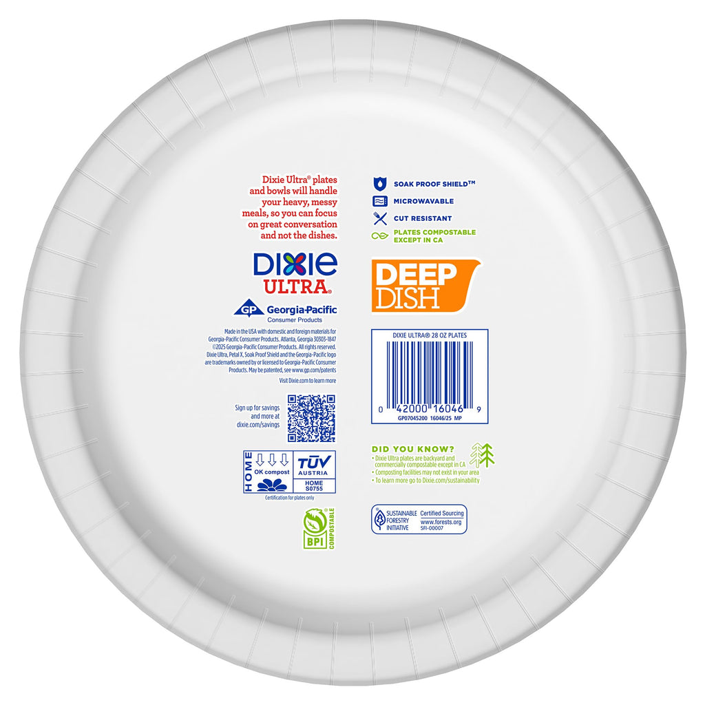 Dixie Ultra Deep Dish Paper Dinner Plates, 40 Ct