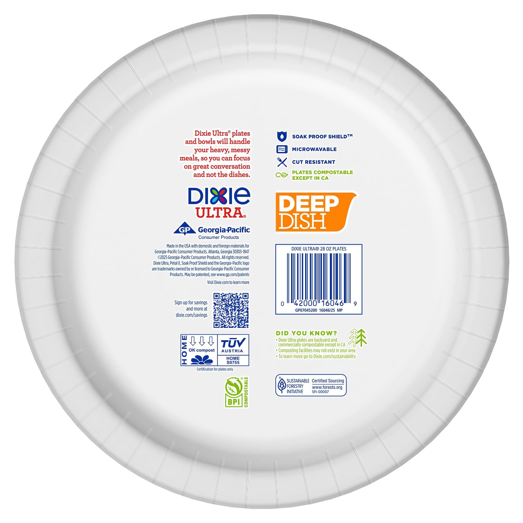 Dixie Ultra Deep Dish Paper Dinner Plates, 40 Ct