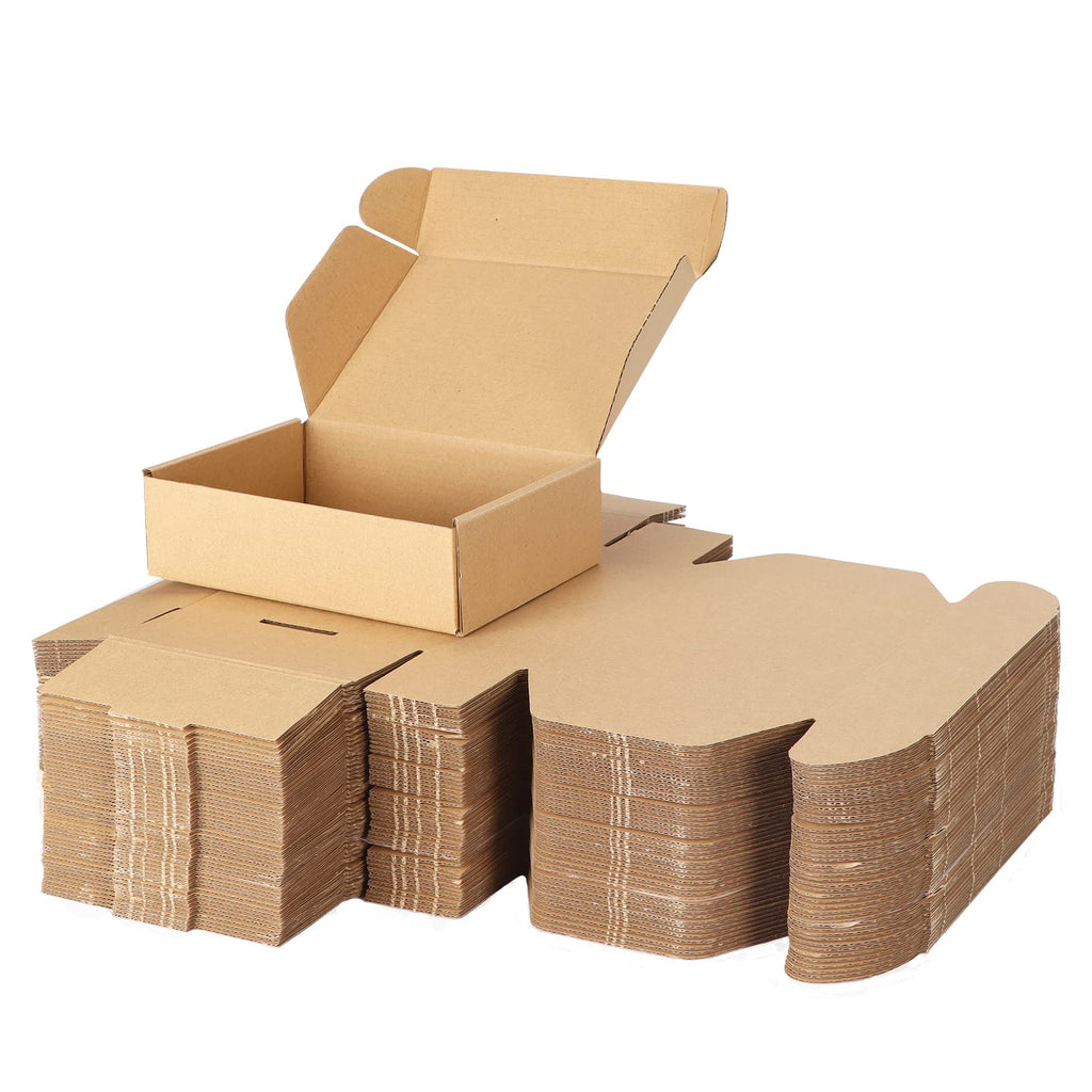 PHAREGE 7x5x2 inch Shipping Boxes 50 Pack, Brown Cardboard Gift Boxes with Lids for Wrapping Giving Women Men Presents, Small Corrugated Mailer Boxes for Packaging Mailing Small Business