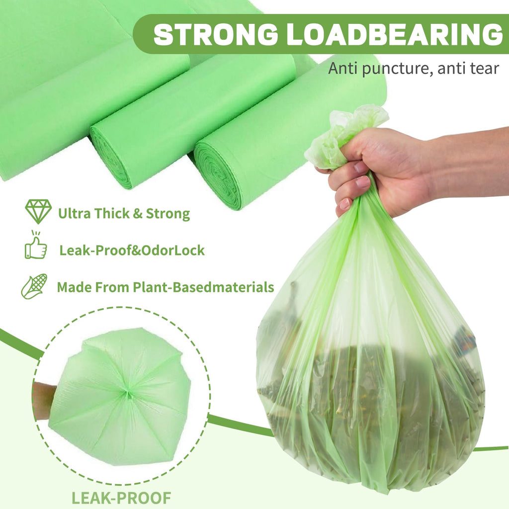 Compost Bags 15 L Biodegradable Garbage Bags 150 Count 4 Gallon Trash Bags for Kitchen Food Waste & Green Bin Compostable, Bathroom & Indoor