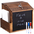 Artibetter Wooden Suggestion Box Fundraising Brochure Box for Complaint Voting Collection Suggestion Holder with Lock and Key for Freestanding or Wall Mounted 8.2"X7.8"X6.5"