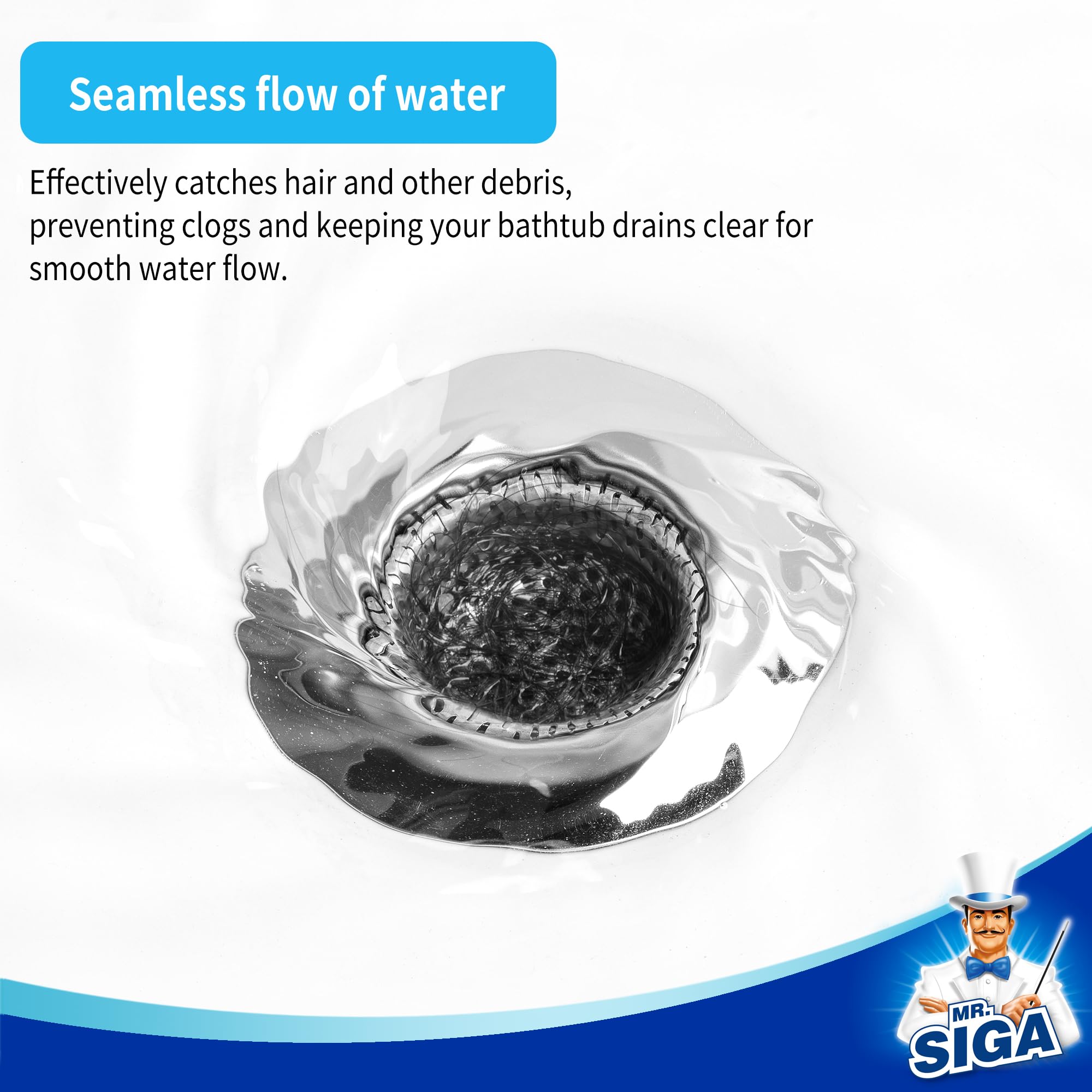 MR.SIGA Bathroom Sink Strainer, Stainless Steel Shower Bathtub Lavatory Drain Cover, Hair Catcher, 2.83" Diameter, 0.31" Depth, 3 Pack