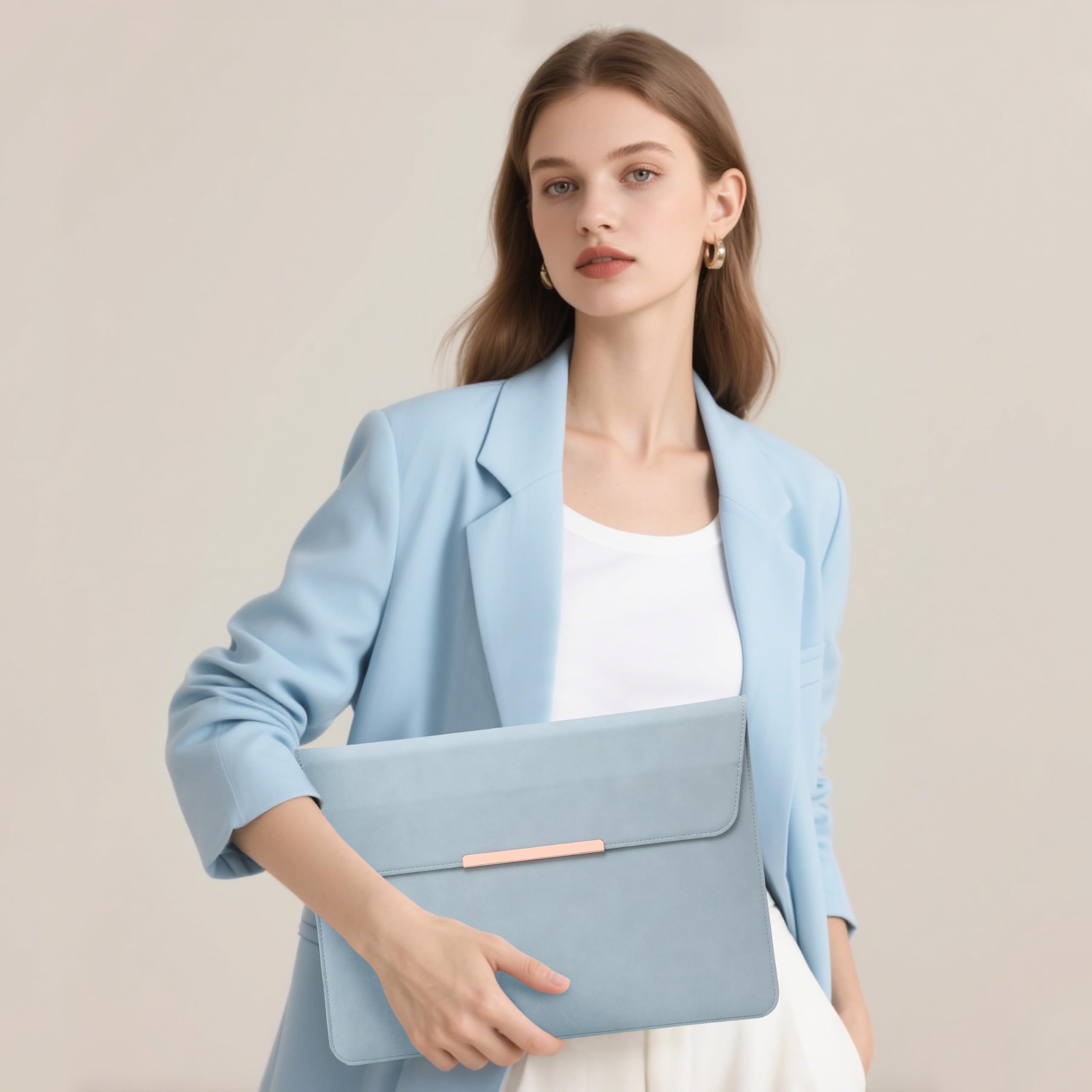 HYZUO 13 Inch Laptop Sleeve Case with Stand for MacBook Air 13 M5 A3449 M4 M3 M2 M1 2026-2018, 13" MacBook Neo 2026 A3404, MacBook Pro 13 M2 M1, 13" iPad Pro/Air, Surface Pro, Pale Blue(Smiley)
