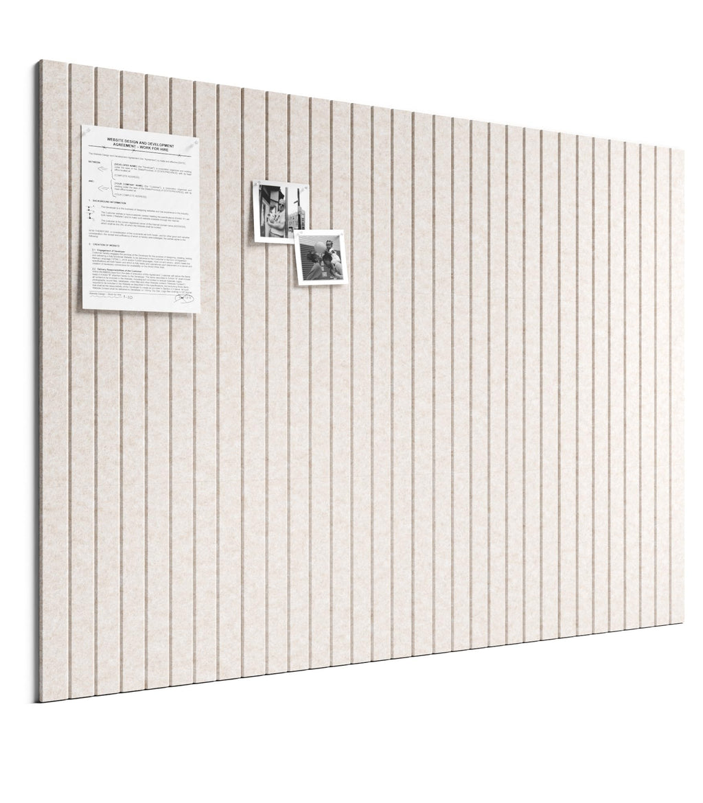 Large Cork Board Alternative - Slat Wall Paneling, Felt Bulletin Board Tiles for Office Decor, Push pin Board Office Wall Organizer -8 Vertical Stripes-12-Pack-Oatmeal