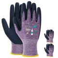 KAYGO Work Gloves for Women, KGE19L Eco Friendly Gloves with Breathable Rubber Coated, 3 Pairs, S, Purple