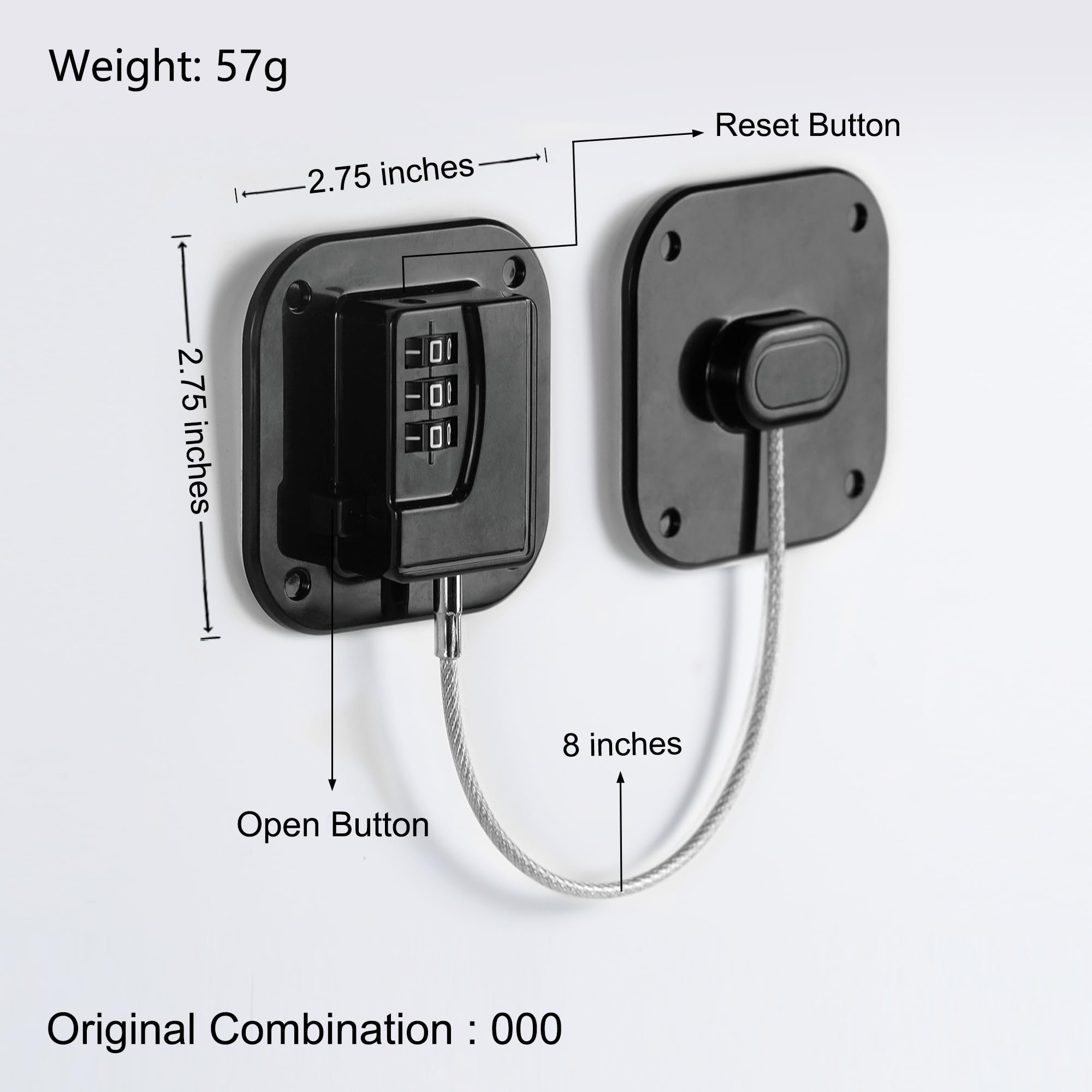 Refrigerator Lock, Heavy Duty Fridge Lock, Combination Lock for Refrigerator Cabinets, Drawers, Safety Lock, Easy Install No Keys Needed (Black-1Pack)