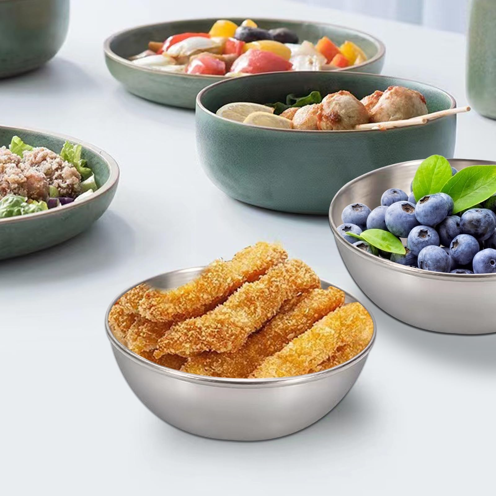 Bicuces 10 Pcs Stainless Steel Bowls Soy Sauce Dish Condiment Sauce Cups Sauce Dish Seasoning Dish Dipping Sauce Bowls Serving Dish Sushi Soy Dish Ramekins Mini Appetizer Plates Individual Sauce Cups