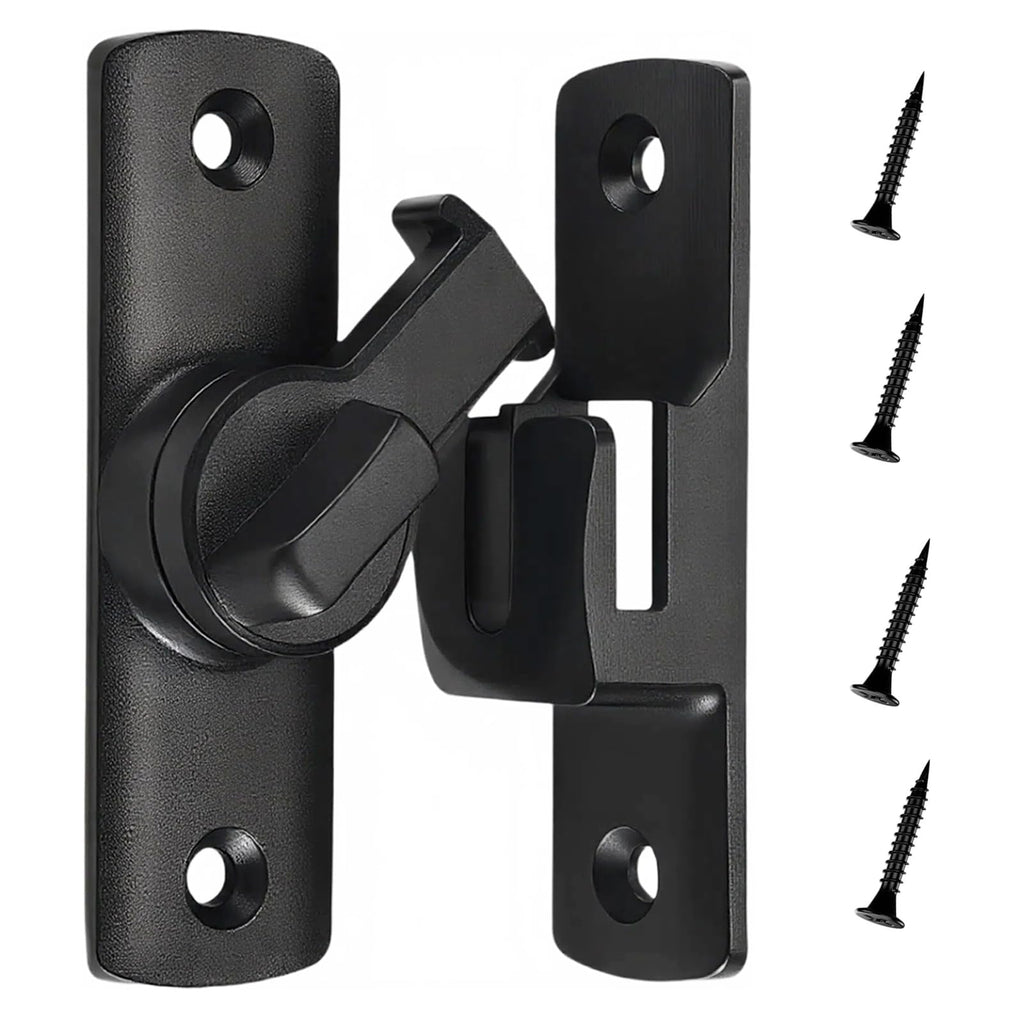 2PS 90/180 Barn Door Lock, Heavy Duty Rust-Proof Sliding Door Lock - Protecting Families Childs Safety Gate Latch for Barn,Bathroom, Garden, Window, Cabinet, Garage, Pet Door (Black)