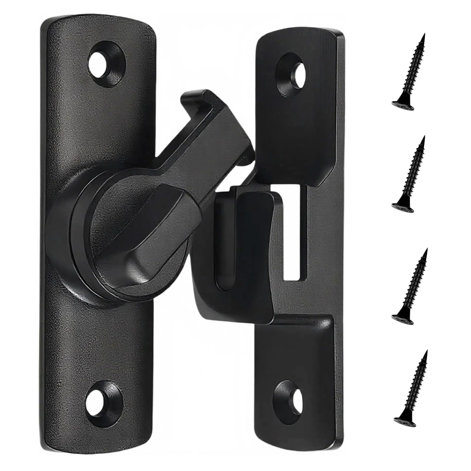 2PS 90/180 Barn Door Lock, Heavy Duty Rust-Proof Sliding Door Lock - Protecting Families Childs Safety Gate Latch for Barn,Bathroom, Garden, Window, Cabinet, Garage, Pet Door (Black)