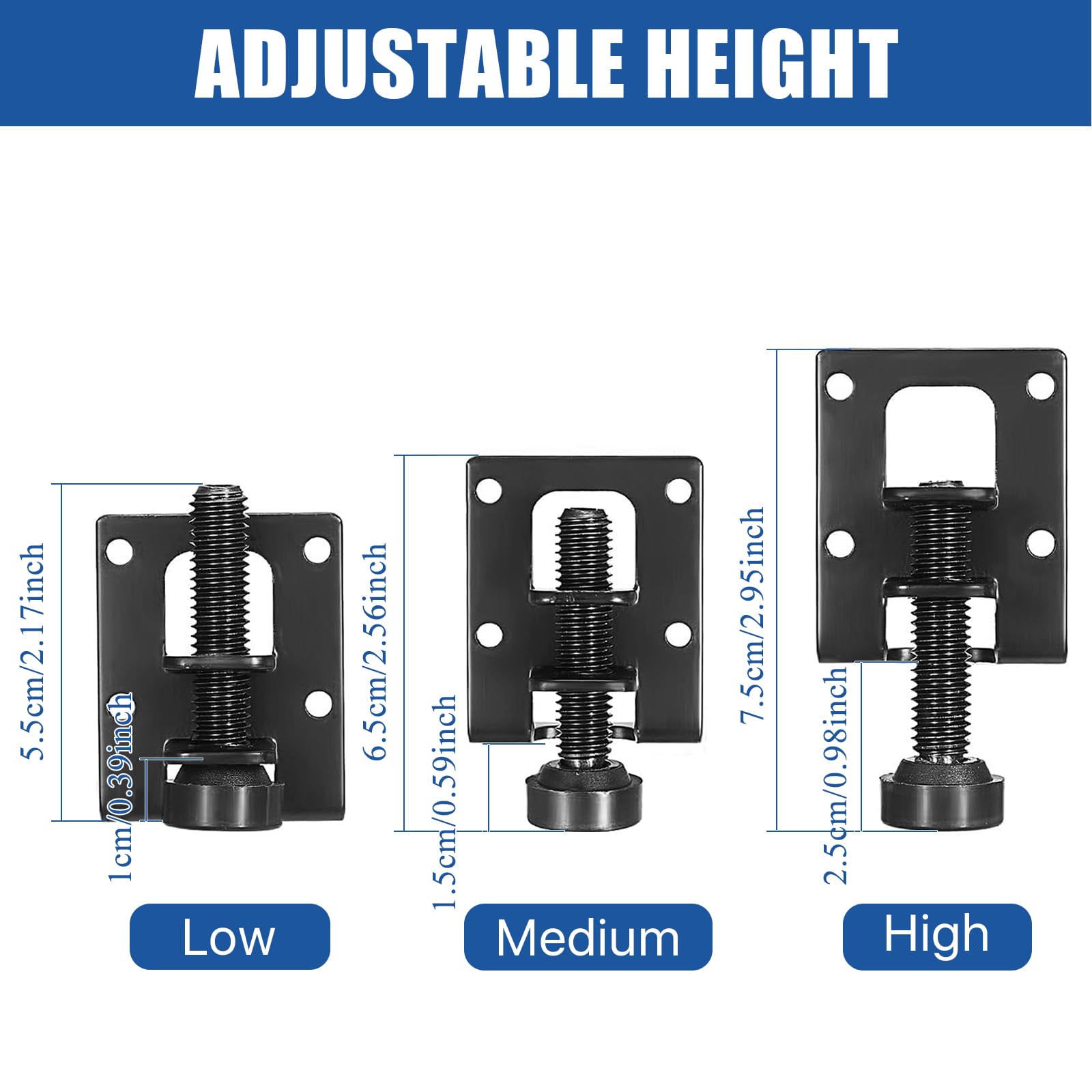 Supkiir 8 Pack Adjustable Leveling Feet, Heavy Duty Furniture Levelers, Black Adjustable Load Levelers Foot Table Leg Leveling Legs for Cabinet Chair Workbench Shelving Units Wardrobe