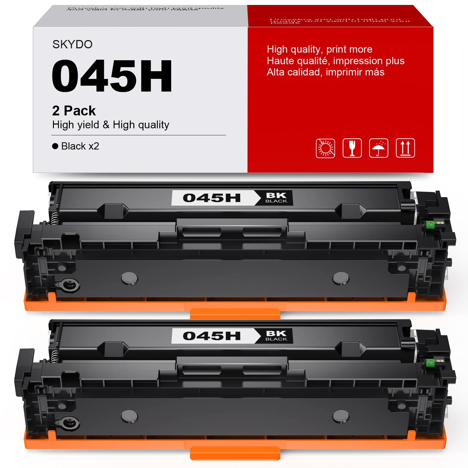 [2 Black] 045H Toner Cartridge, Mf632CDW Toner Black Replacement for Canon 045 045H CRG-045H Use with Canon Color imageCLASS MF634Cdw MF632Cdw LBP612Cdw LBP612C LBP612 MF632 MF632C 634C MF634 Printer