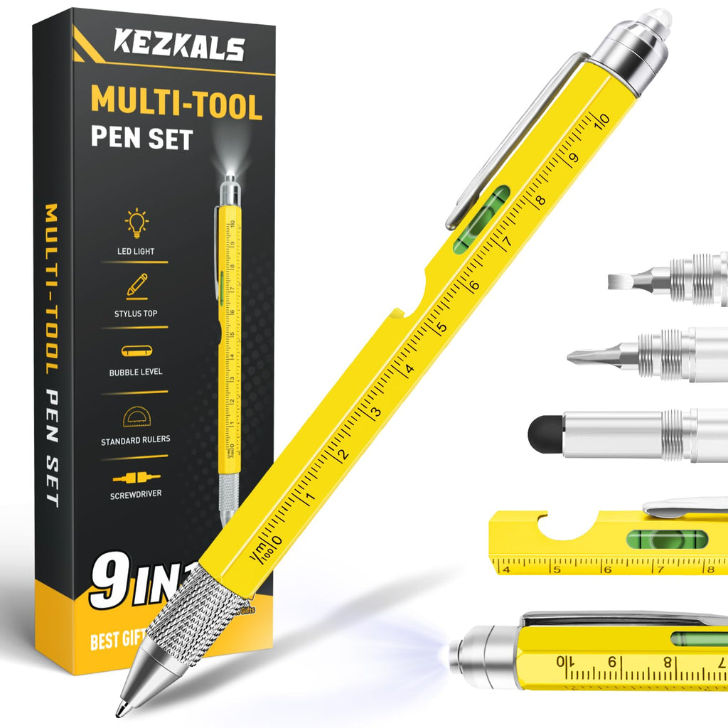 KEZKALS Gifts for Men Husbands, 9 in 1 Multitool Pen, Anniversary Birthday Gifts for Men, Mens Gifts for Him Dad Grandpa, Fathers Day Gift Ideas for Men from Daughter Wife Son, Cool Gadgets Tools