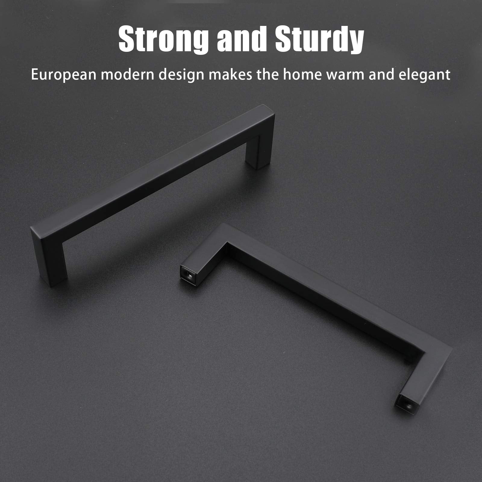 goldenwarm 10 Pack Stainless Steel Cabinet Handles Matte Black Kitchen Cupboard Drawer Pulls 128mm 5 inch Hole Centers