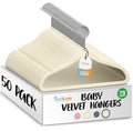Techzoo Premium Baby Velvet Hangers 50 Pack – 11.8" Non Slip Felt Cloth Hangers for Closet – Ultra Slim, Space Saving Baby Clothes Hangers with 360° Swivel Hook Infant Hangers – Ivory