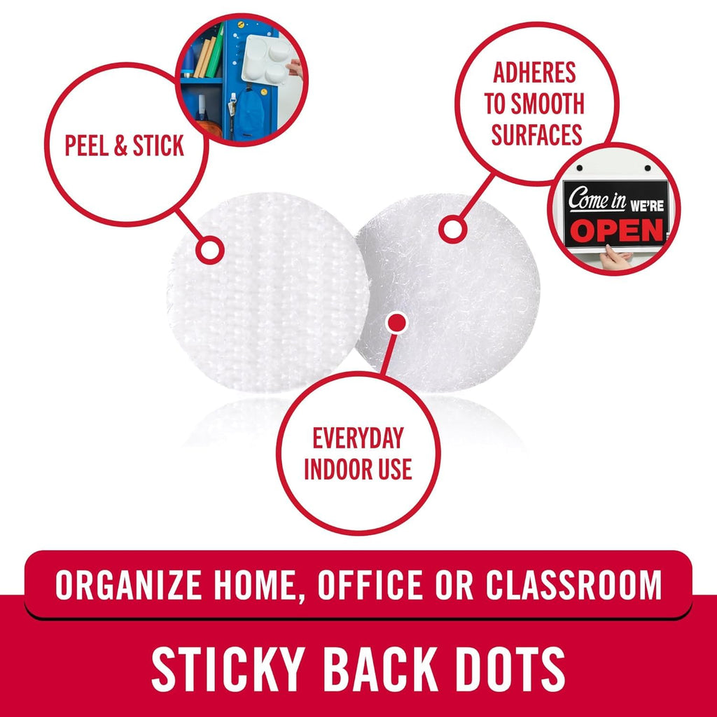 VELCRO Brand Dots with Adhesive White, 200 Pk, 3/4" Circles | Sticky Back Round Hook and Loop Closures for Organizing, Arts and Crafts, School Projects, 91824