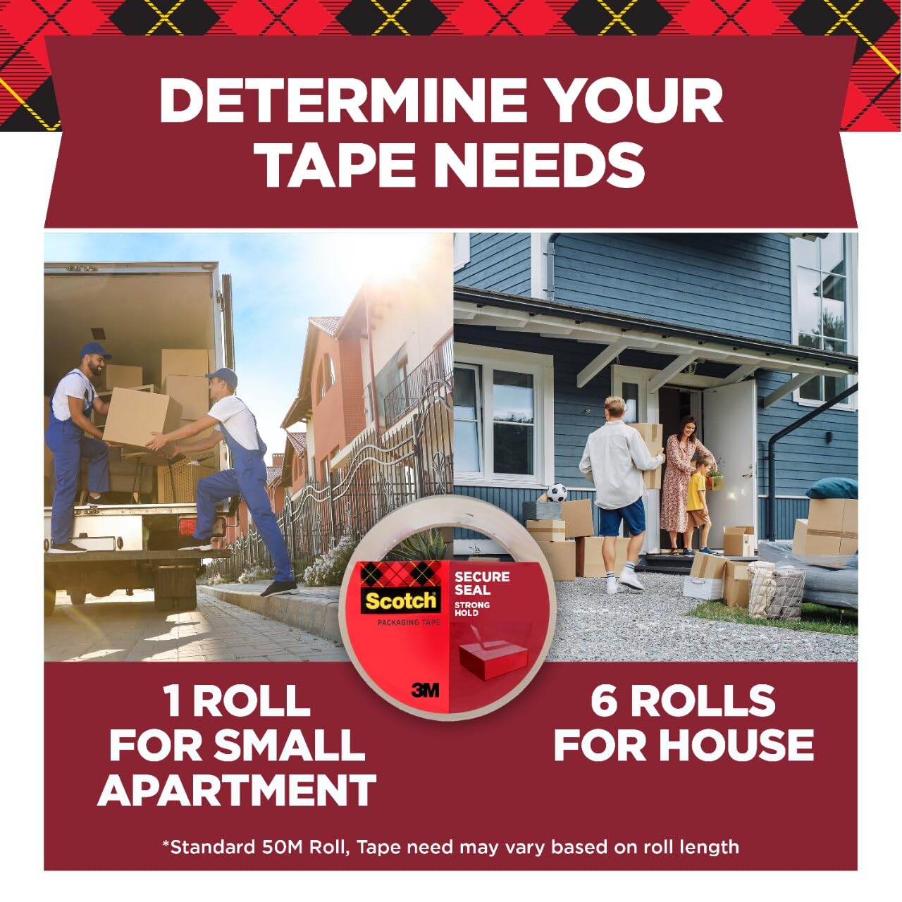 Scotch Packaging Tape, 6 Rolls, 1.88 in x 54.6 yd (48 mm x 50 m), Ultra Clear