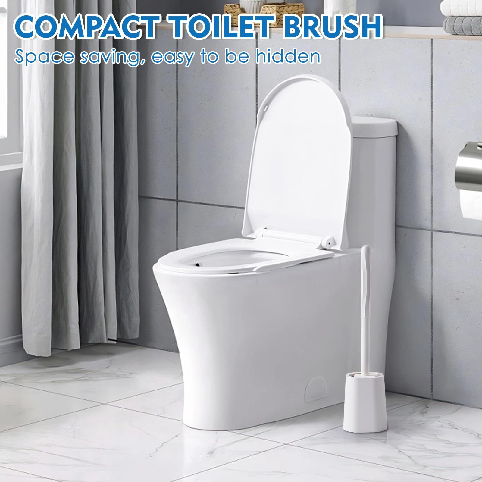 Toilet Brush and Holder Set, 2 Pack Toilet Bowl Cleaner Brush with Long Handle for Bathroom Drip-Proof Deep Cleaning