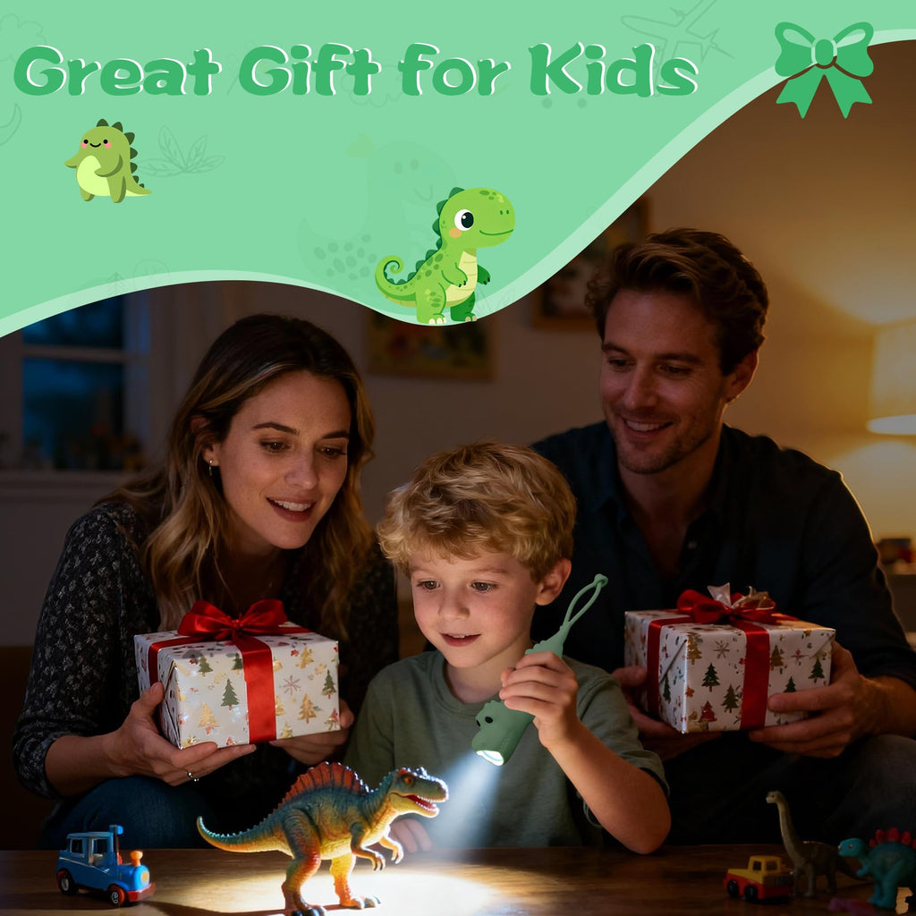 CoolGift Mart Silicone Dinosaur Flashlight, Rechargeable Hanging Night Light for Camping, Night Walks and Home Use, Animal Themed Themed Portable Torch