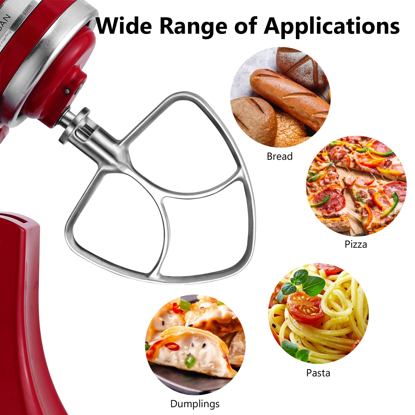 LETOMS Stainless Steel Paddle Attachment for Kitchen aid Stand Mixers 4.5-5 Quart, Flex Edge Beater for KitchenAid, Dishwasher Safe