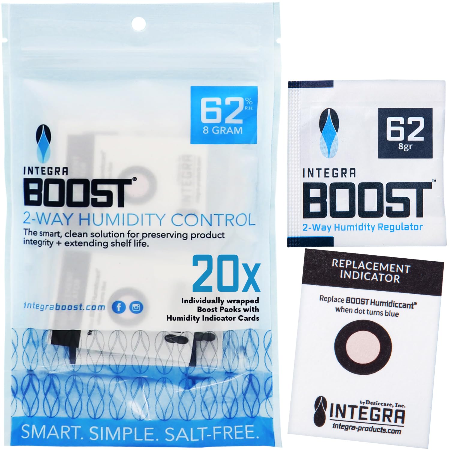 Integra Boost RH 2-Way Humidity Control, 62 Percent, 8 Gram (Pack of 20)