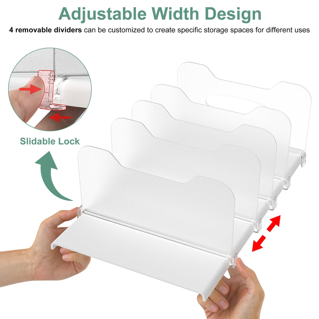 SURETIVIAN Freezer Organizer 12” Visible Fridge Organizer Rack with Removable Dividers and Handles, Freely Adjustable, Fits Refrigerator Frozen Meals, Lunch Meat Box, Cheeses(White)