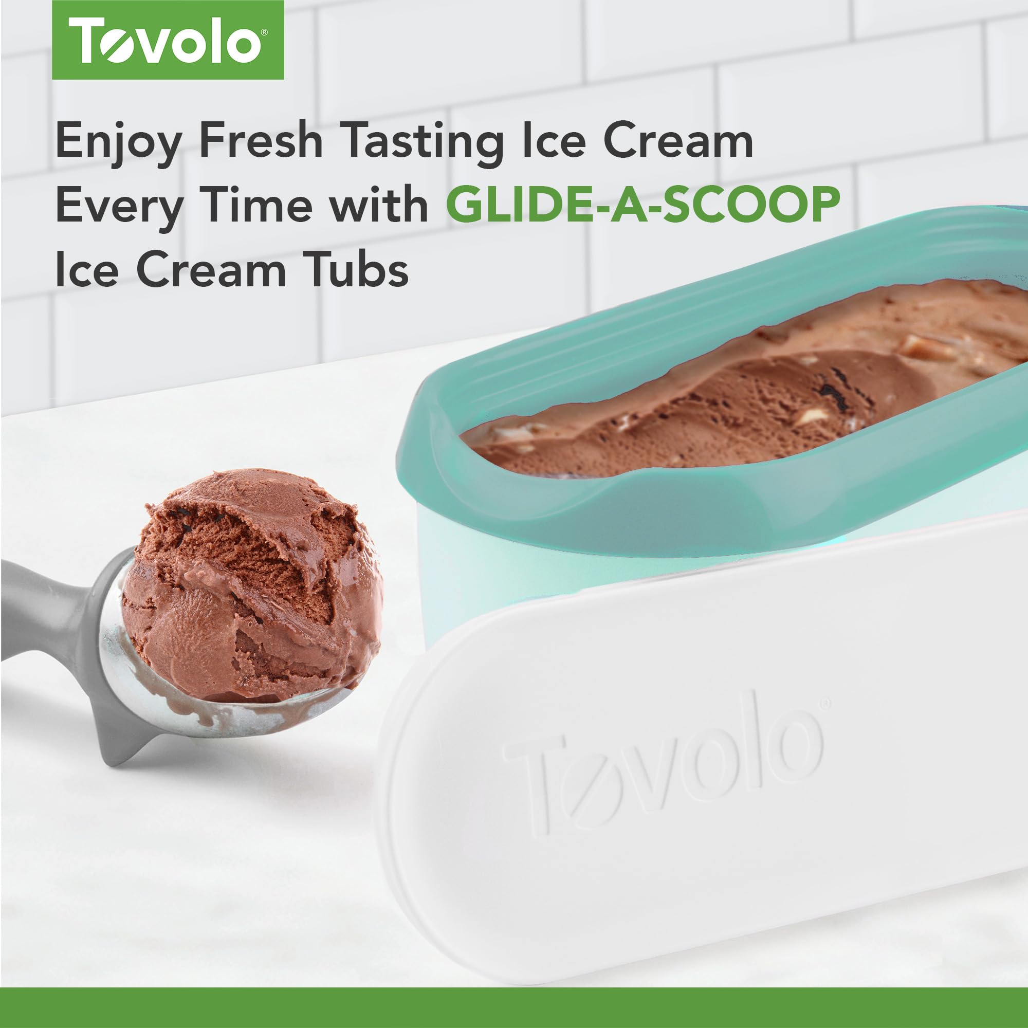Tovolo Glide-A-Scoop Reusable Ice Cream Tub, Tropical Breeze – Airtight BPA-Free Ice Cream Container for Homemade Ice Cream, Compact Freezer Storage, Dishwasher Safe (1.5 Quart)