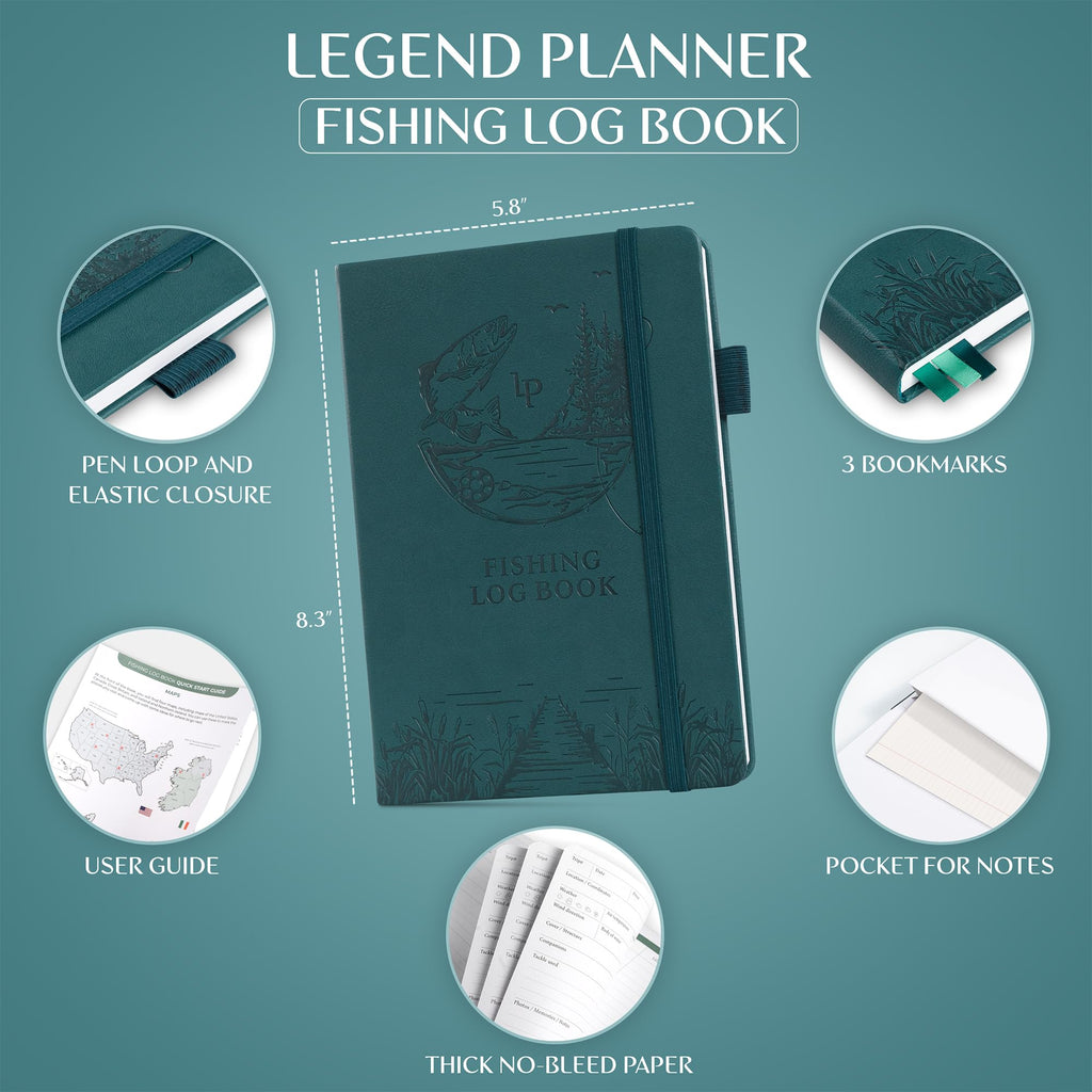Legend Fishing Log Book – Fisherman Journal Notebook to Record Catches & Trip Info – Fishing Essentials, Equipment & Gifts for Men (Deep Sea)