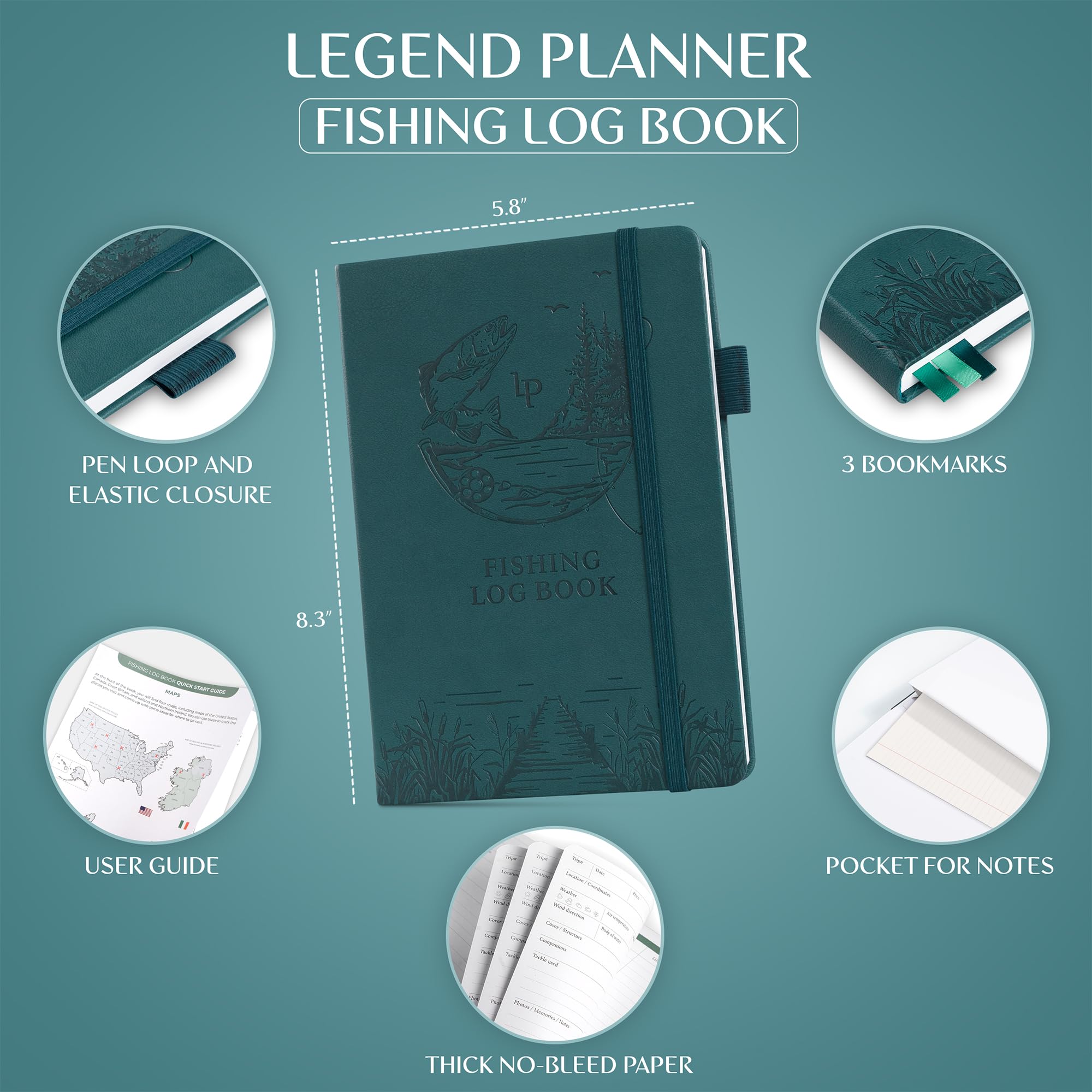 Legend Fishing Log Book – Fisherman Journal Notebook to Record Catches & Trip Info – Fishing Essentials, Equipment & Gifts for Men (Deep Sea)