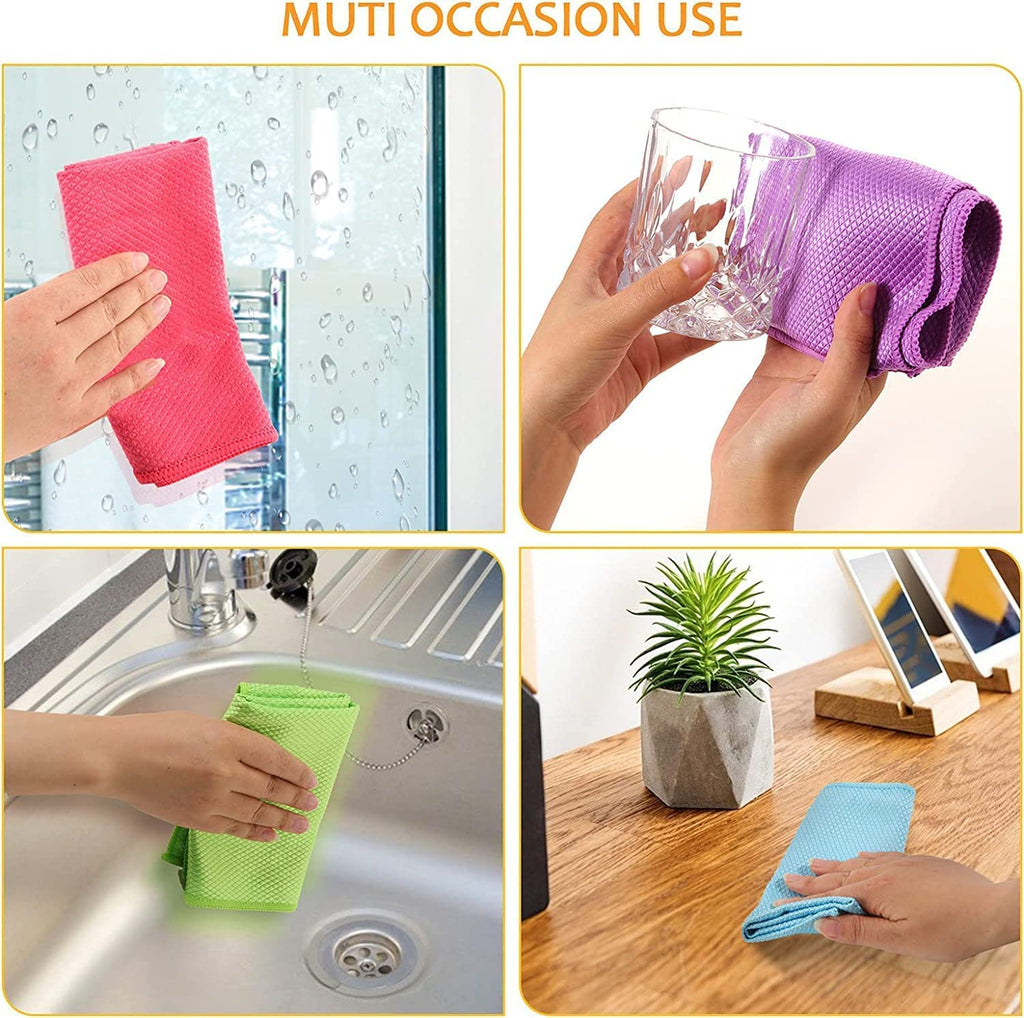 Shiny Wipes, Reusable Microfiber Towels Roll Streak Free Cleaning Cloths, 2023 New Shiny Wipes Cleaning Cloths Fish Scale Cleaning Cloth FJIUMOZEN (5pcs)