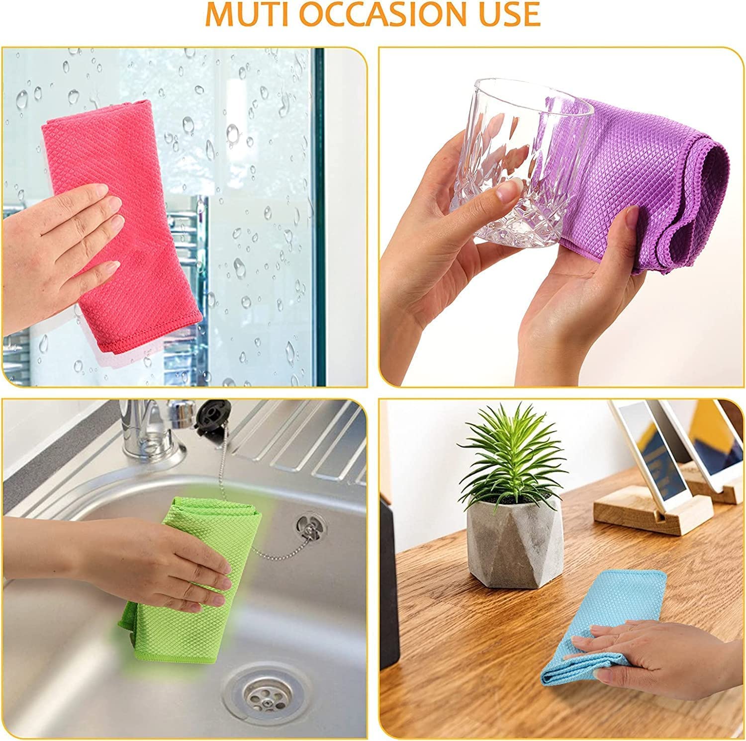 Shiny Wipes, Reusable Microfiber Towels Roll Streak Free Cleaning Cloths, 2023 New Shiny Wipes Cleaning Cloths Fish Scale Cleaning Cloth FJIUMOZEN (5pcs)