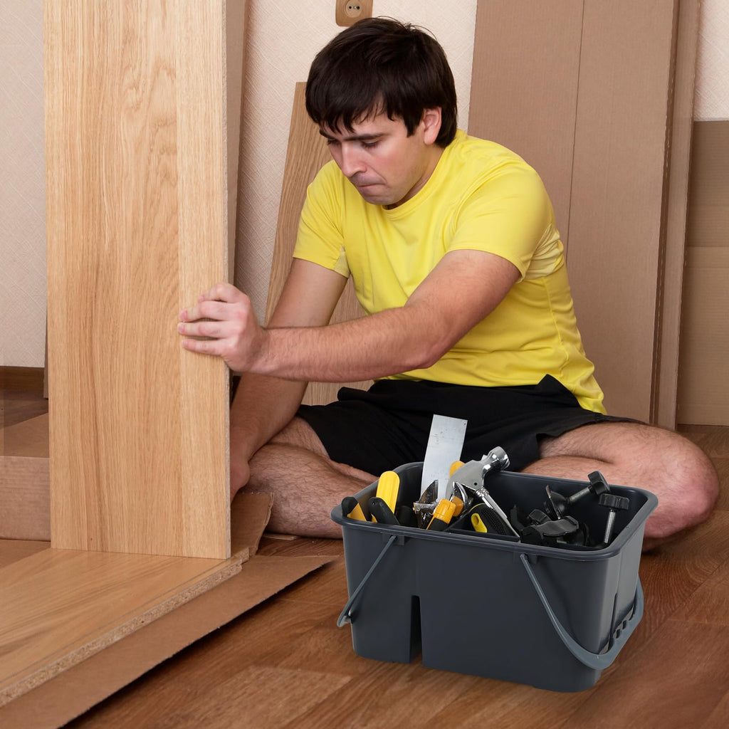 Bringer Plastic Cleaning Tool Storage Caddy, Cleaning Caddy Tote, Grey, 11.33" x 8.89" x 5.74"